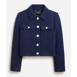 J Crew Lady Jacket in Italian Stadium-Cloth | Sz 12 | Wool Blend, Navy Blue